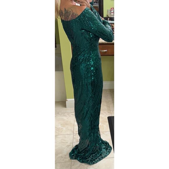 Miss ord Amazon Boutique XL emerald green sequence dress mermaid formal gala - Picture 6 of 11